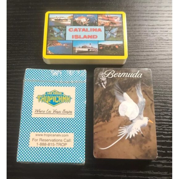 Vtg Decks Of Souvenir Playing Cards Bermuda Catalina Island Las Vegas Tropicana - Picture 1 of 10